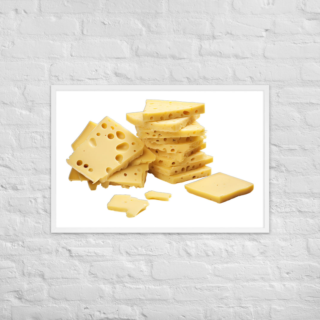 Swiss Cheese Slices Framed poster 🤤 from Yumify.AI