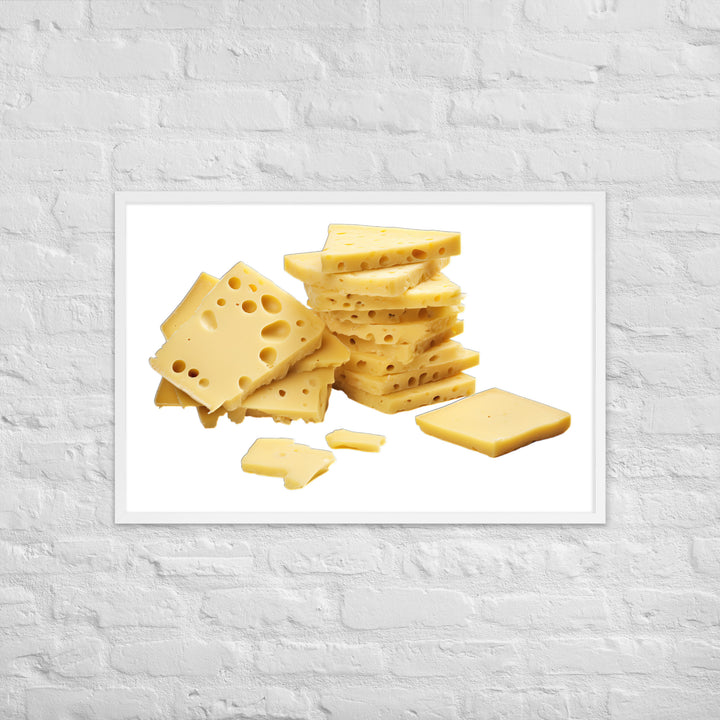 Swiss Cheese Slices Framed poster 🤤 from Yumify.AI