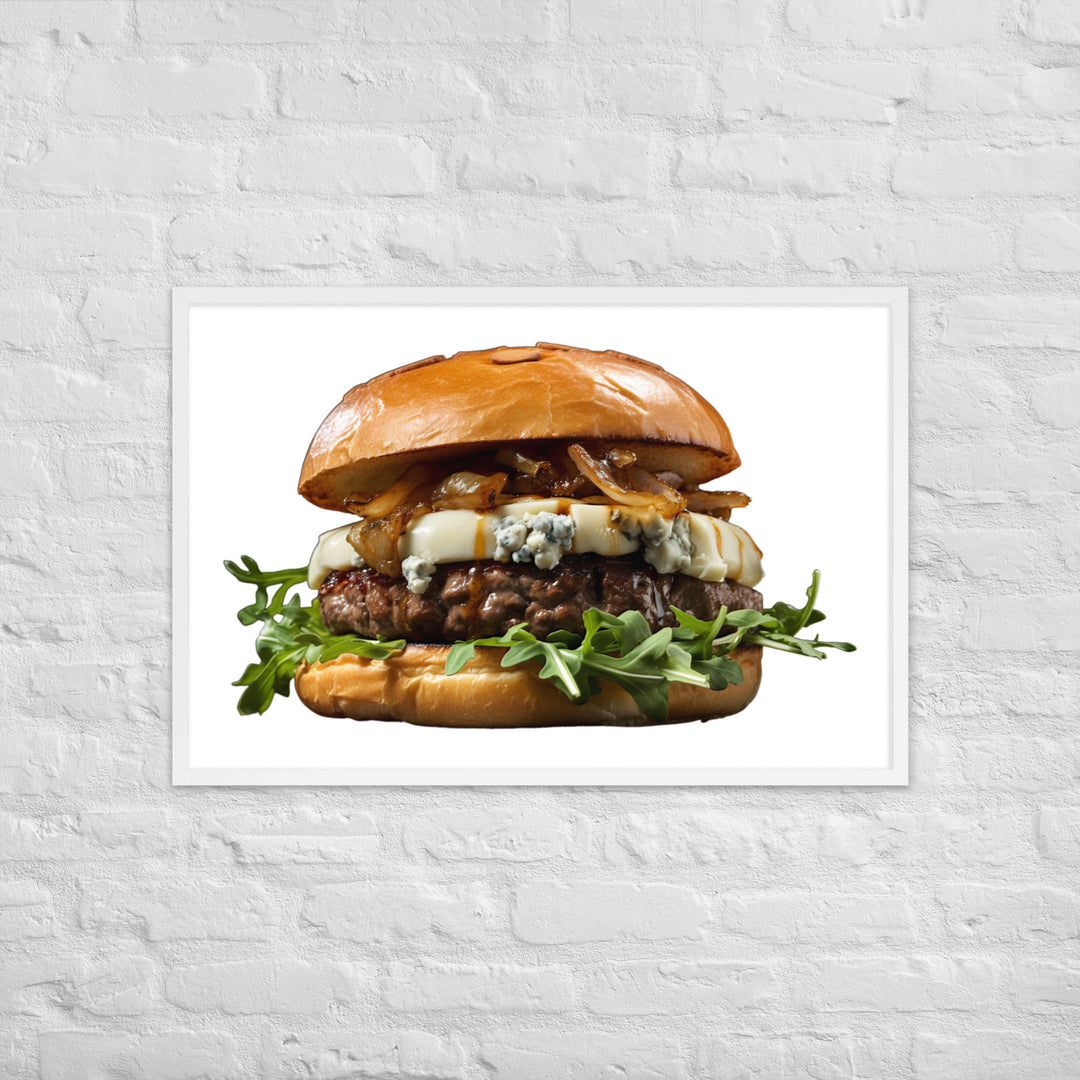 Gourmet Blue Cheese Burger Framed poster 🤤 from Yumify.AI