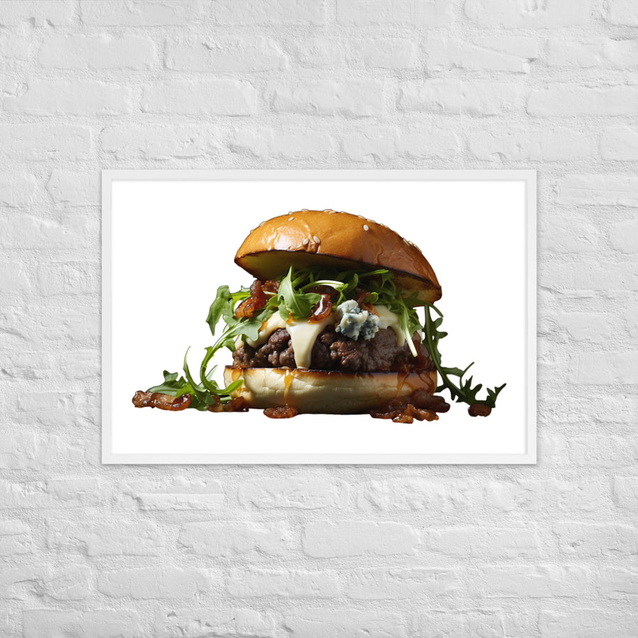 Gourmet Blue Cheese Burger Framed poster 🤤 from Yumify.AI