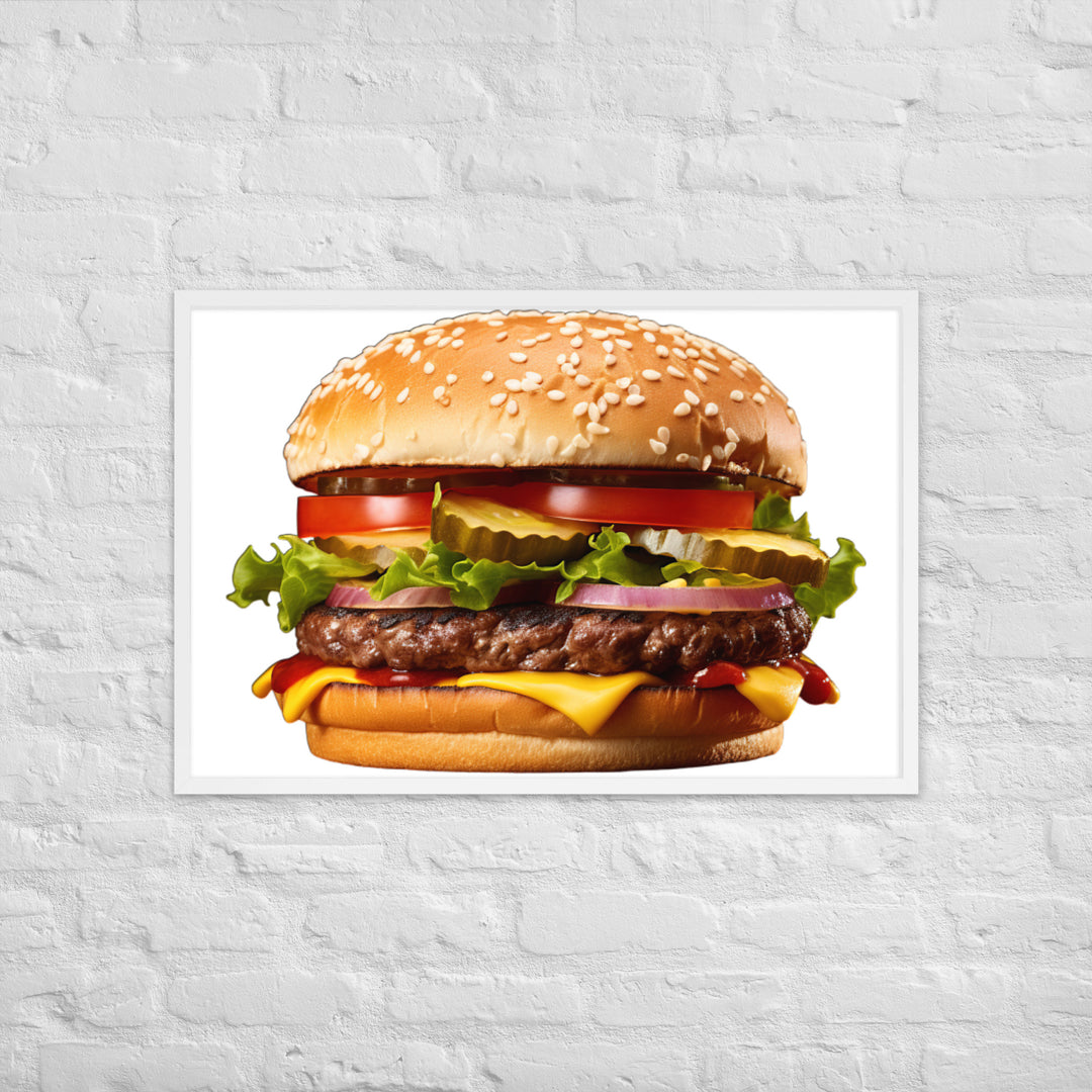 Classic Juicy Beef Burger Framed poster 🤤 from Yumify.AI