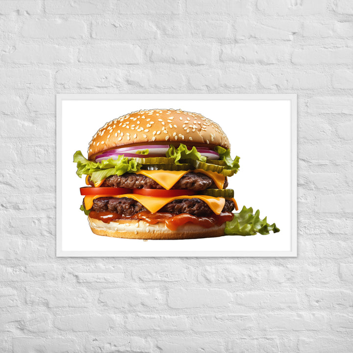 Classic Juicy Beef Burger Framed poster 🤤 from Yumify.AI