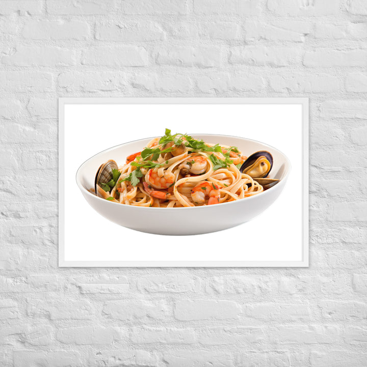 Seafood Linguine Delight Framed poster 🤤 from Yumify.AI