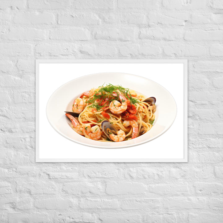 Seafood Linguine Delight Framed poster 🤤 from Yumify.AI