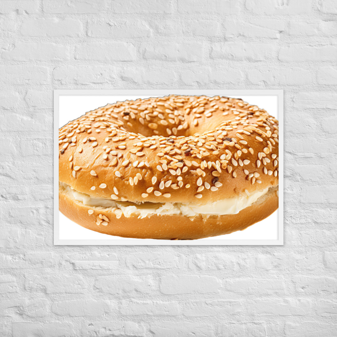 Sesame Seed Bagel Framed poster 🤤 from Yumify.AI