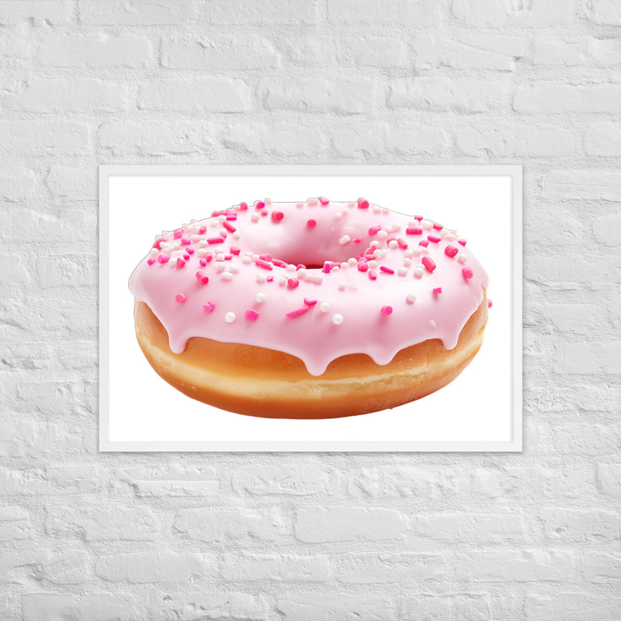 Strawberry Frosted Donut Framed poster 🤤 from Yumify.AI