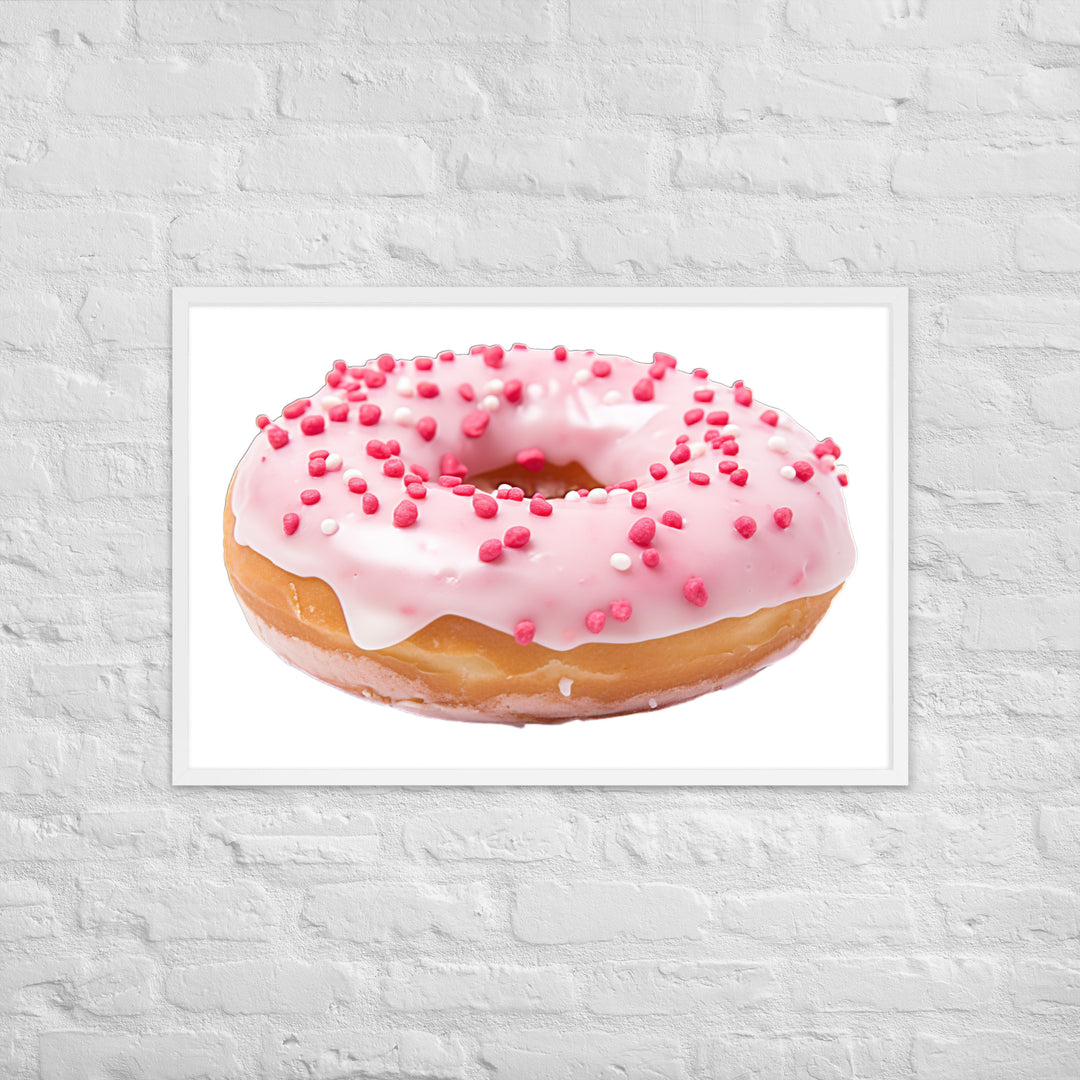 Strawberry Frosted Donut Framed poster 🤤 from Yumify.AI