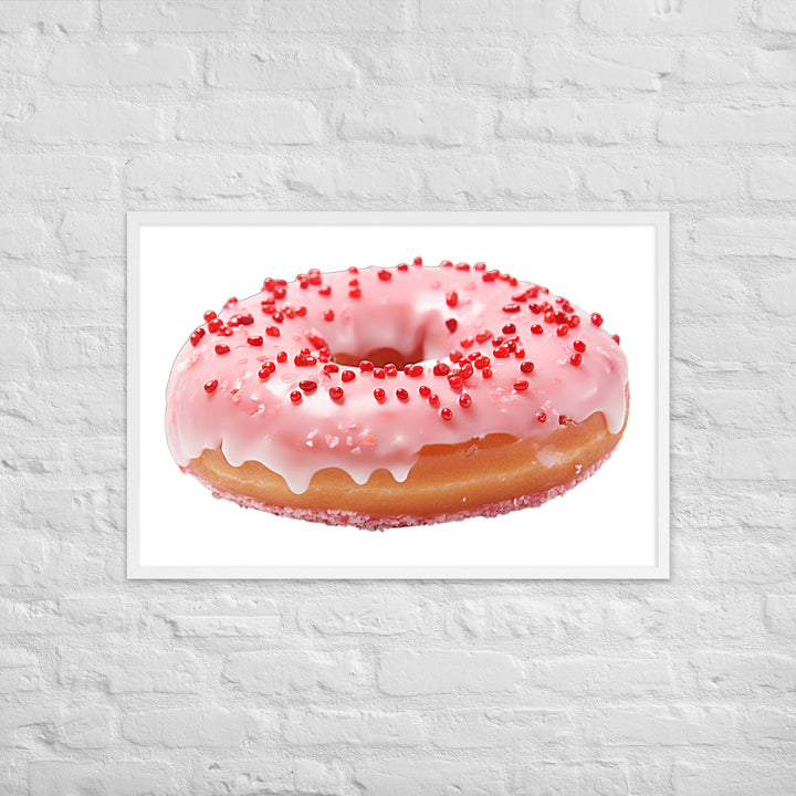 Strawberry Frosted Donut Framed poster 🤤 from Yumify.AI