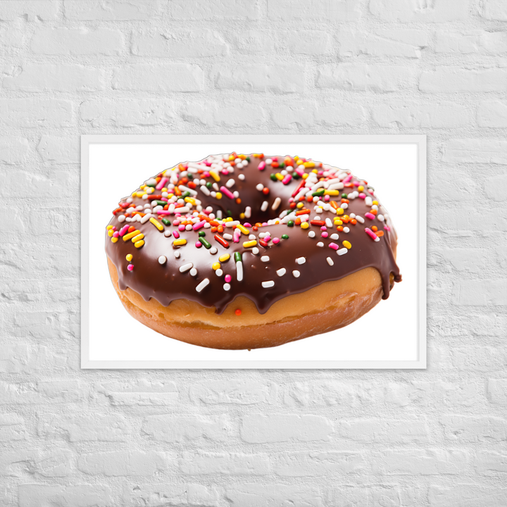 Sprinkled Chocolate Donut Framed poster 🤤 from Yumify.AI