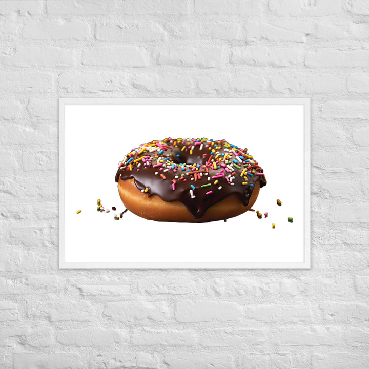 Sprinkled Chocolate Donut Framed poster 🤤 from Yumify.AI