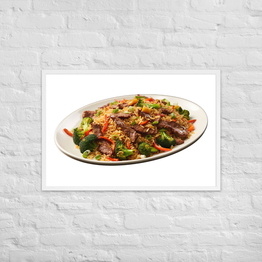 Spicy Beef Fried Rice Framed poster 🤤 from Yumify.AI