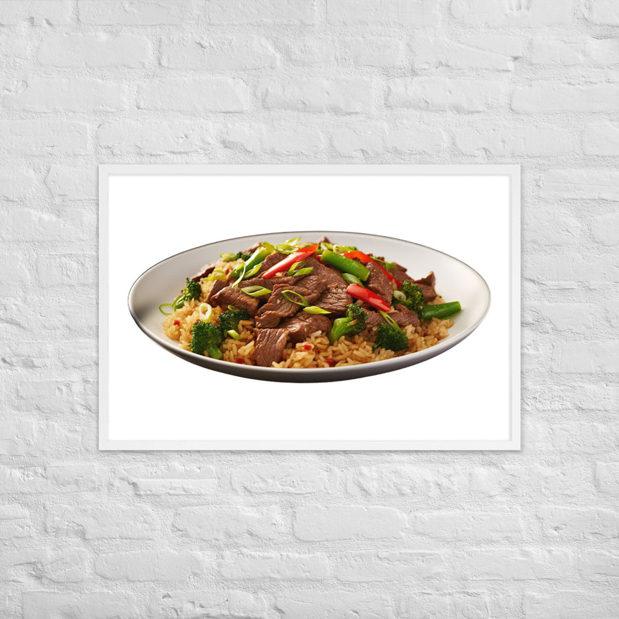 Spicy Beef Fried Rice Framed poster 🤤 from Yumify.AI