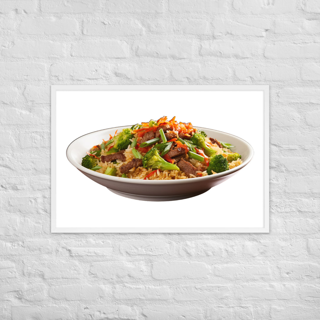 Spicy Beef Fried Rice Framed poster 🤤 from Yumify.AI