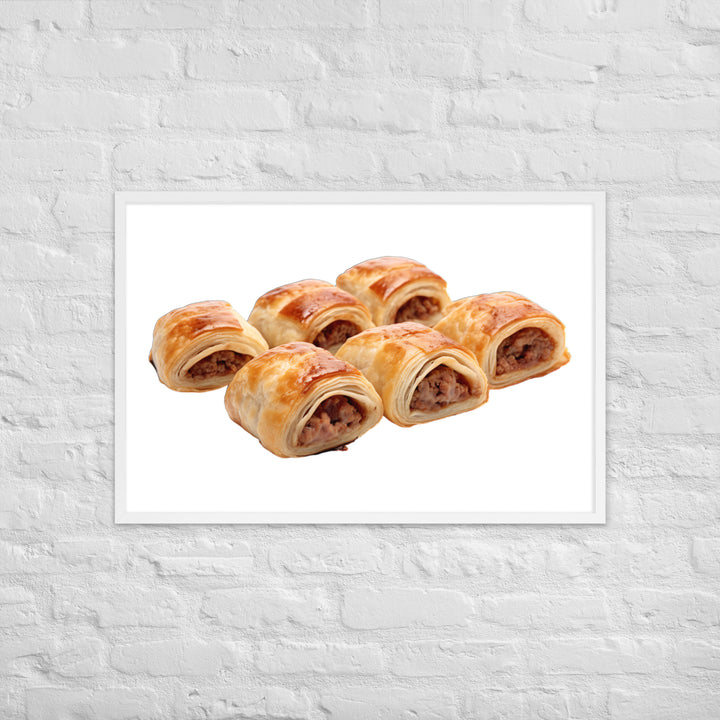 Sausage Rolls with Caramelized Onions Framed poster 🤤 from Yumify.AI