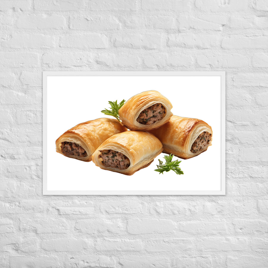 Gourmet Sausage Rolls Framed poster 🤤 from Yumify.AI