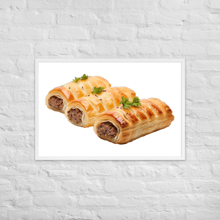 Gourmet Sausage Rolls Framed poster 🤤 from Yumify.AI