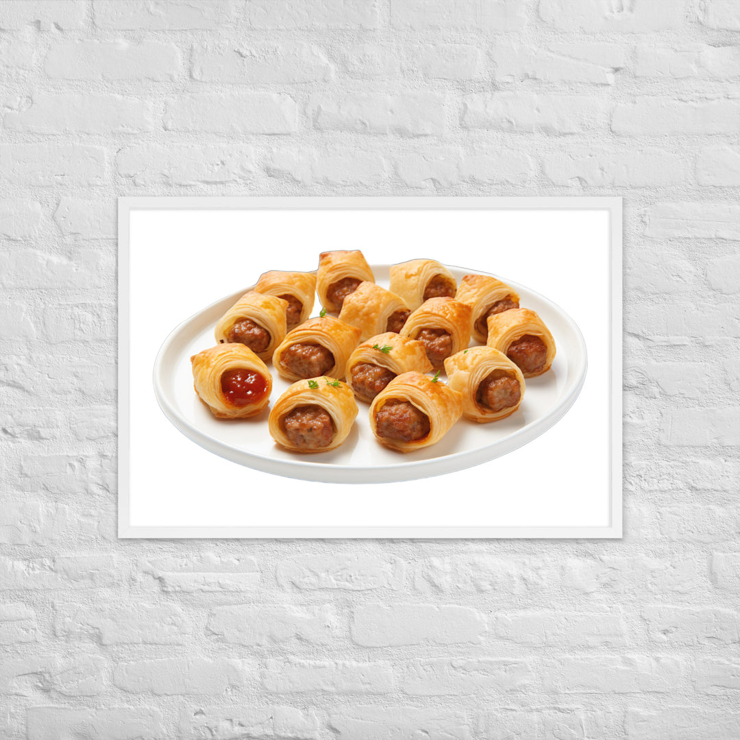 Bite Sized Mini Sausage Rolls Framed poster 🤤 from Yumify.AI