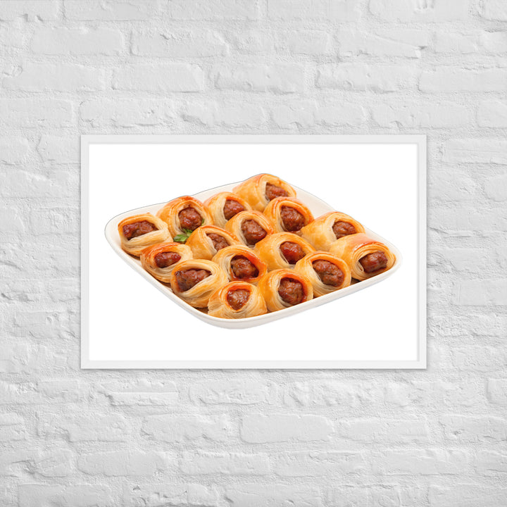 Bite Sized Mini Sausage Rolls Framed poster 🤤 from Yumify.AI