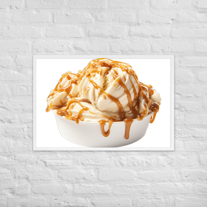 Caramel Swirls in Coffee Ice Cream Framed poster 🤤 from Yumify.AI