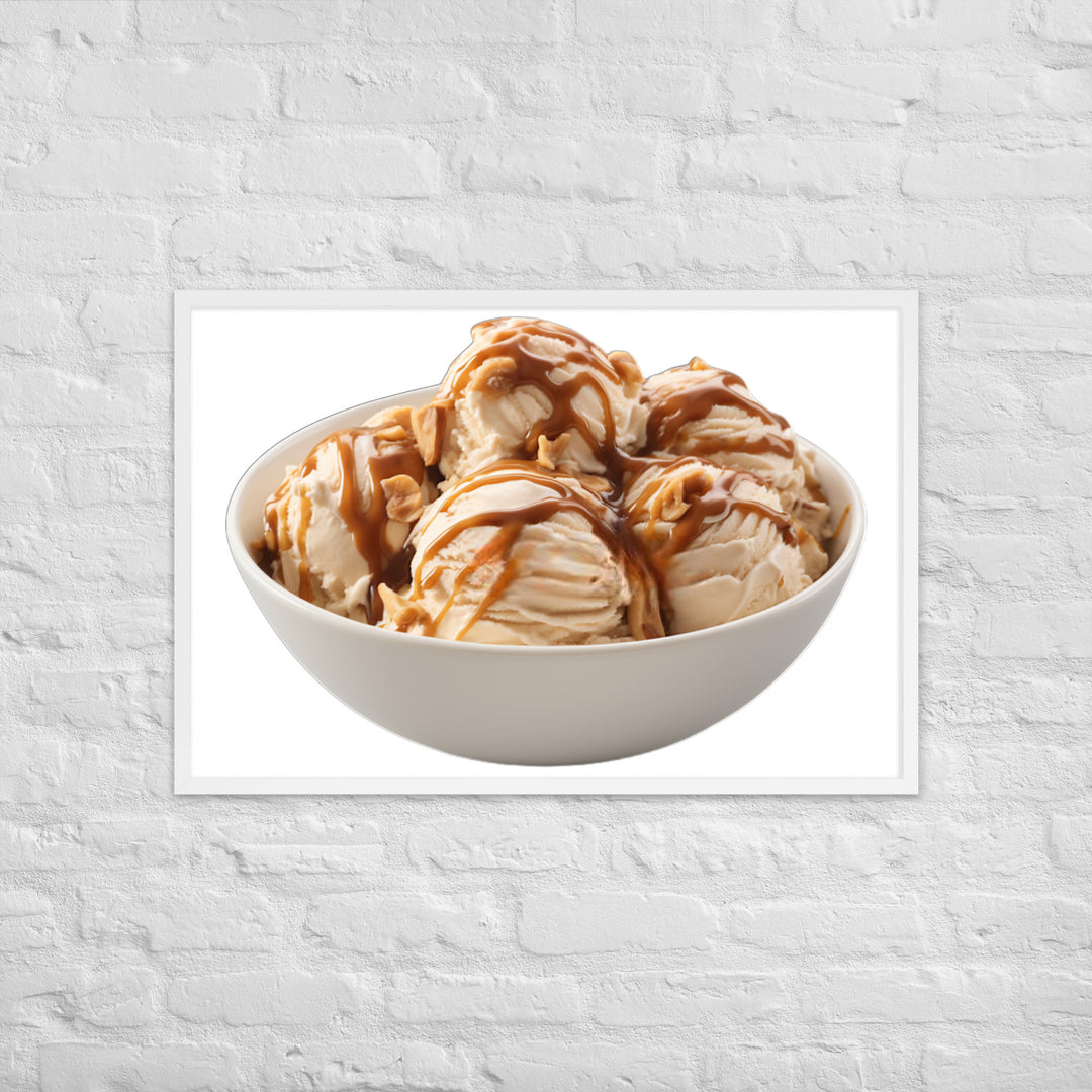 Caramel Swirls in Coffee Ice Cream Framed poster 🤤 from Yumify.AI