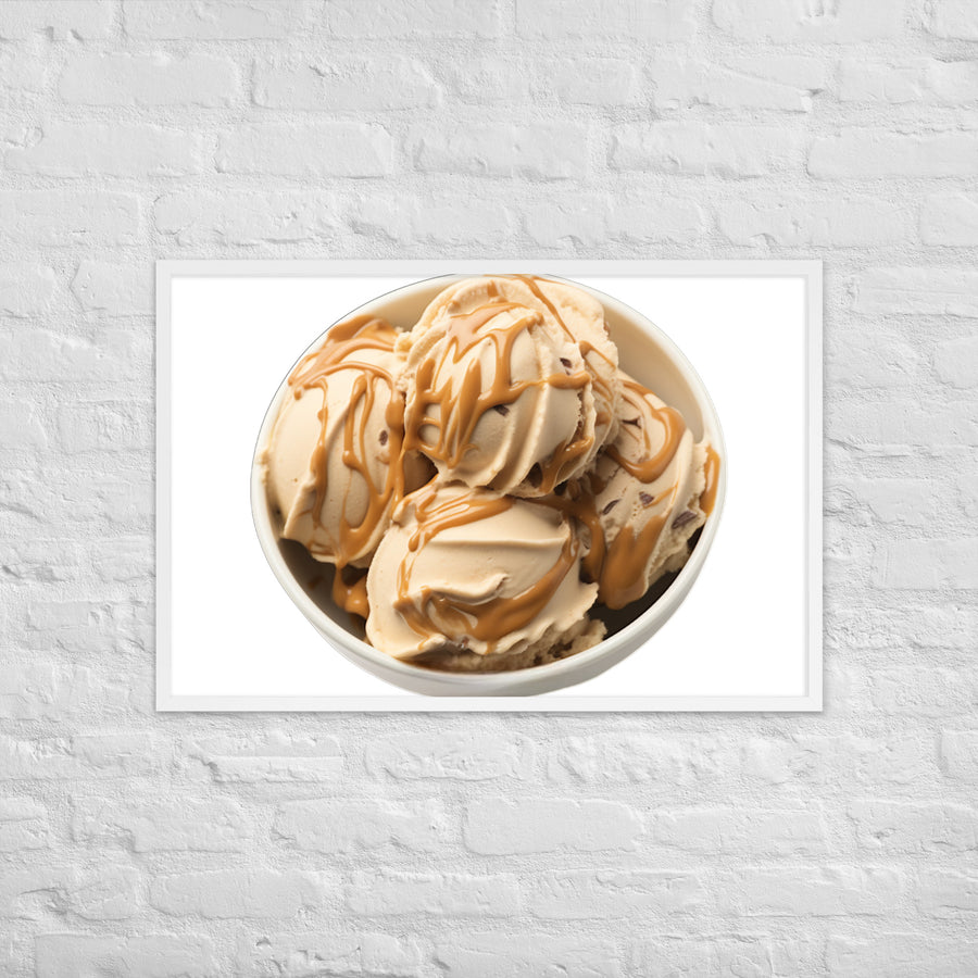 Caramel Swirls in Coffee Ice Cream Framed poster 🤤 from Yumify.AI