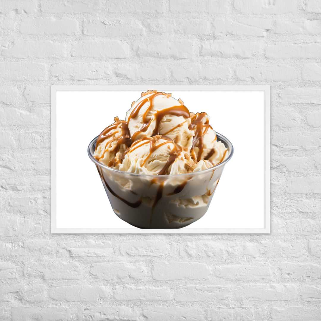 Caramel Swirls in Coffee Ice Cream Framed poster 🤤 from Yumify.AI