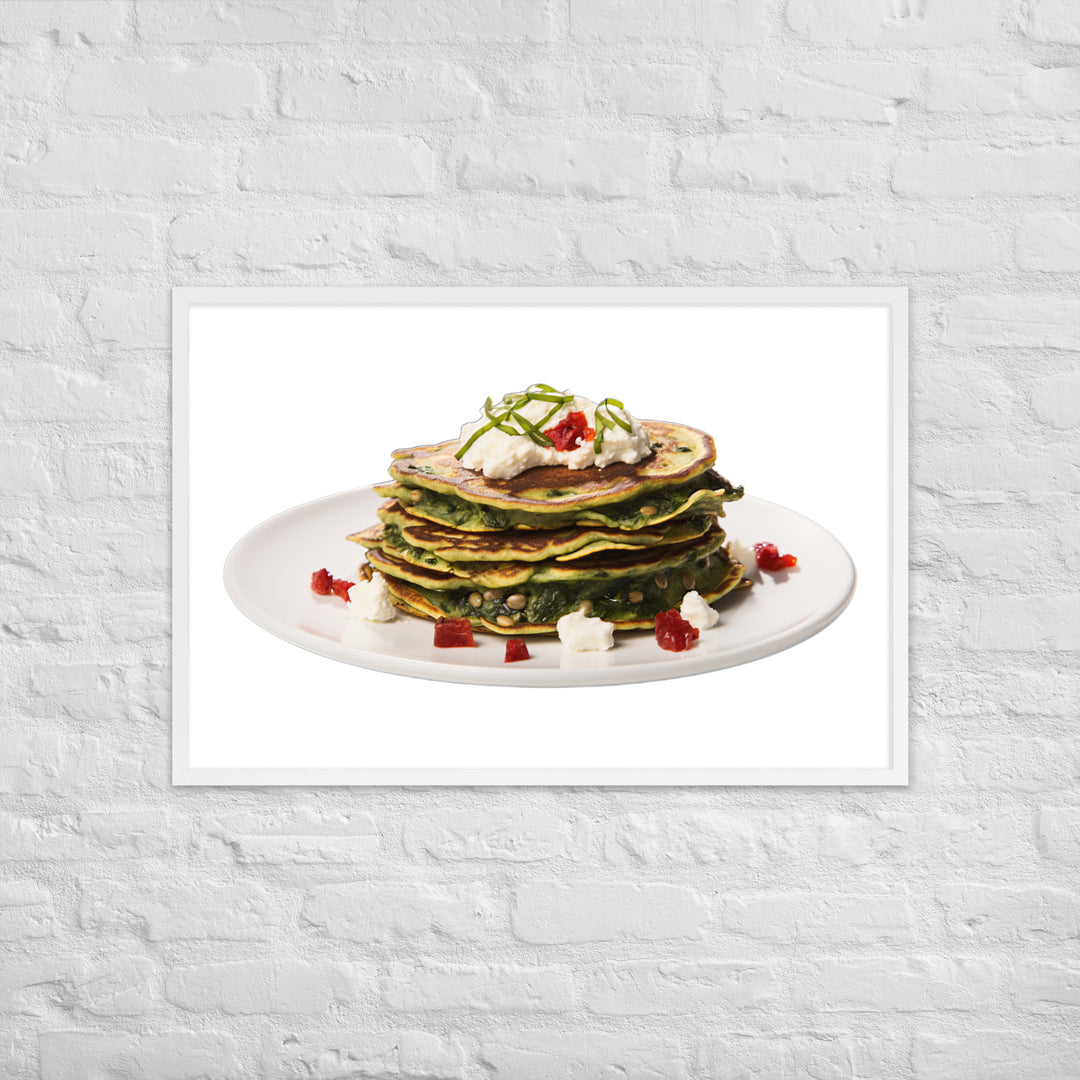 Savory Spinach Pancakes Framed poster 🤤 from Yumify.AI