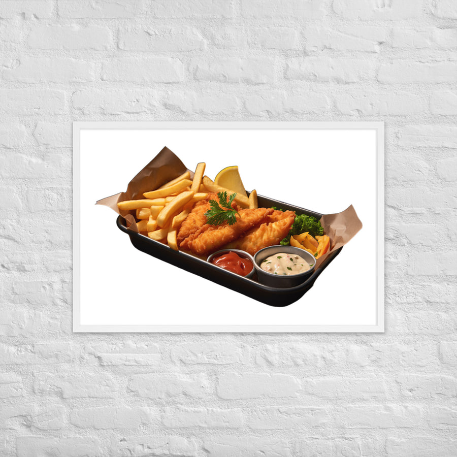 Spicy Cajun Fish and Chips Framed poster 🤤 from Yumify.AI