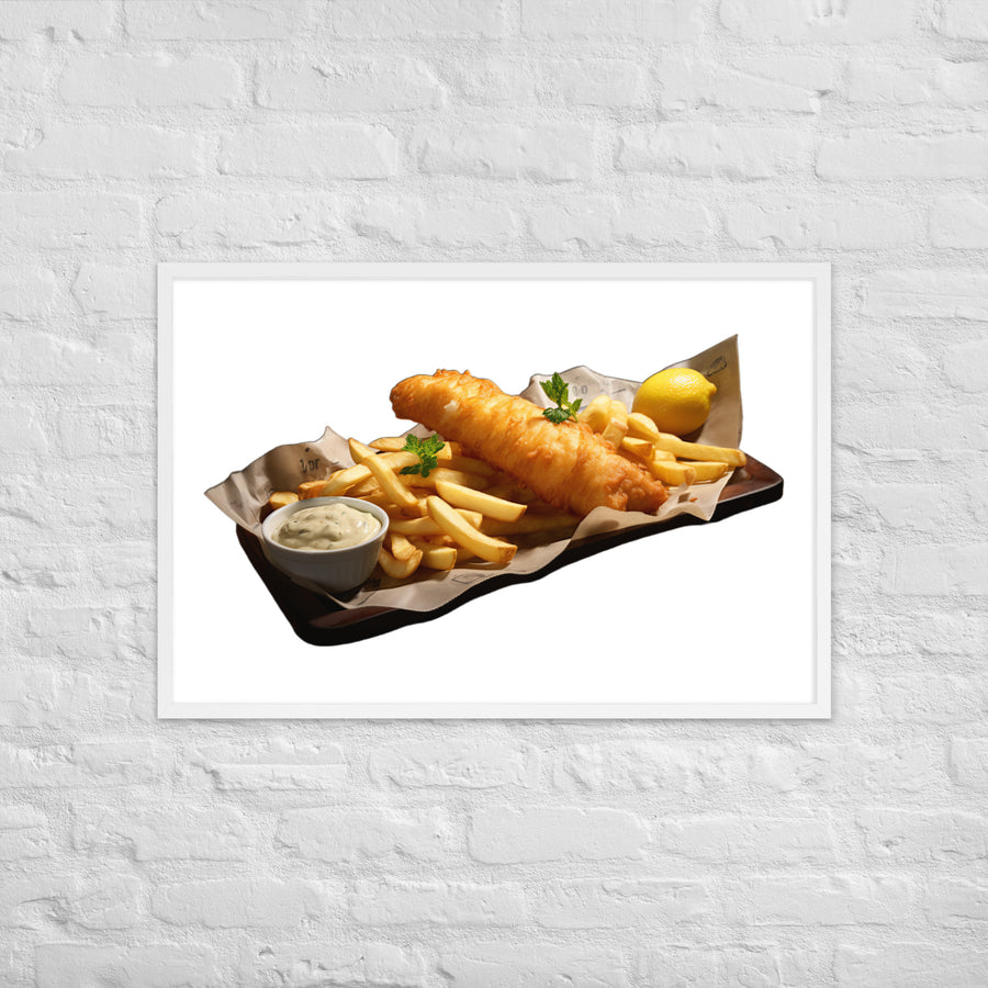 Classic Golden Fish and Chips Framed poster 🤤 from Yumify.AI