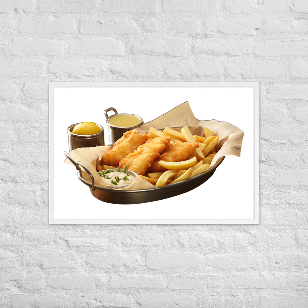 Classic Golden Fish and Chips Framed poster 🤤 from Yumify.AI