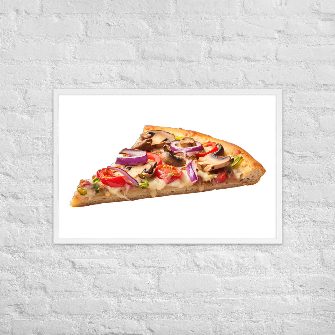 Veggie Delight Pizza Slice Framed poster 🤤 from Yumify.AI