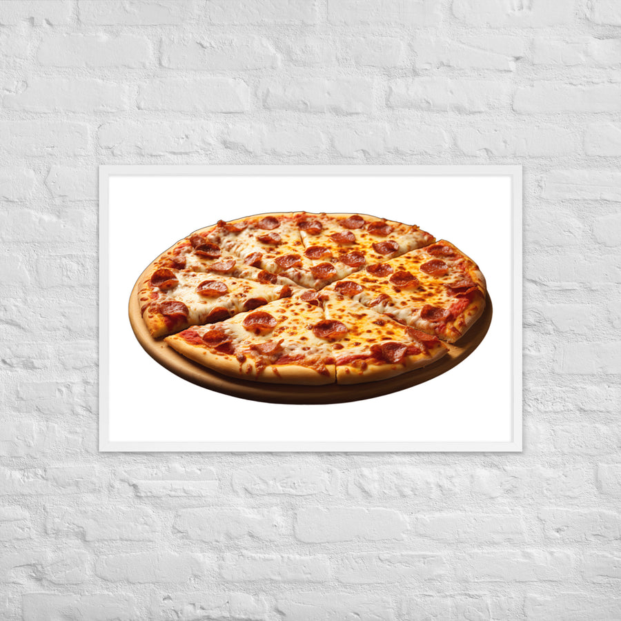 Spicy Pepperoni Explosion Pizza Framed poster 🤤 from Yumify.AI