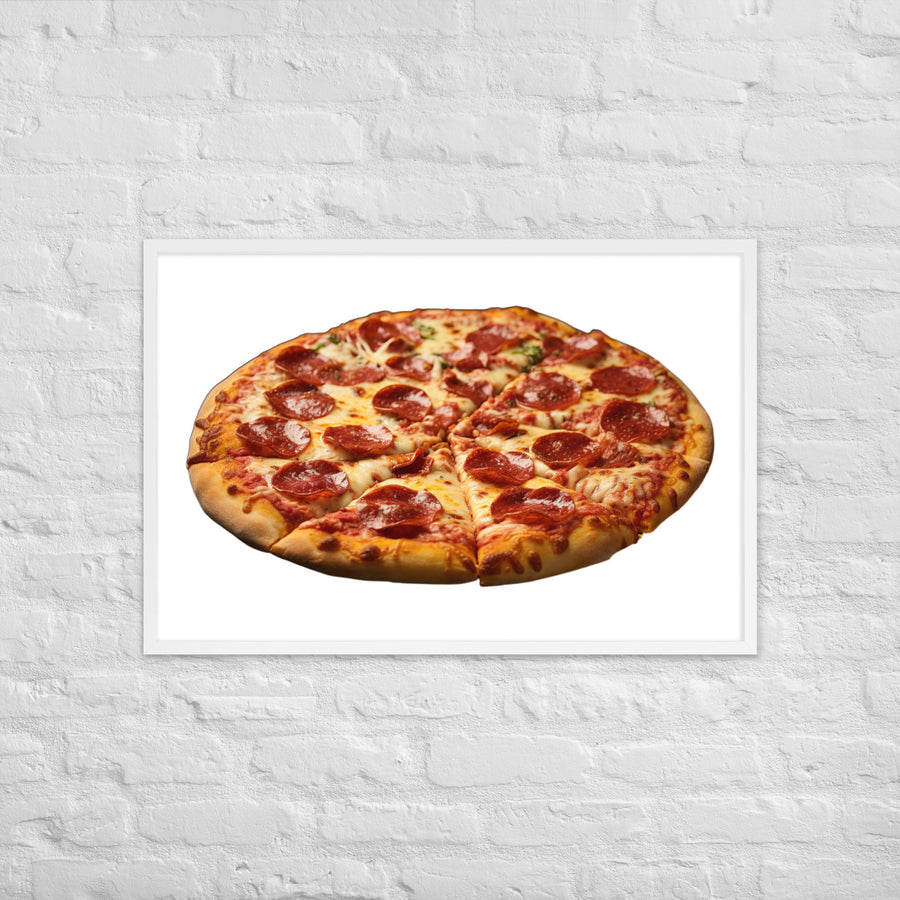 Spicy Pepperoni Explosion Pizza Framed poster 🤤 from Yumify.AI