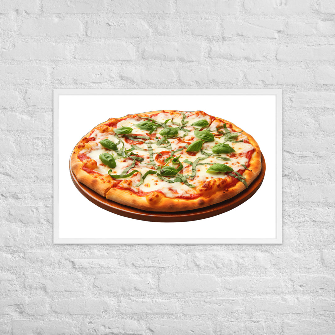 Cheese Dripping Margherita Pizza Framed poster 🤤 from Yumify.AI