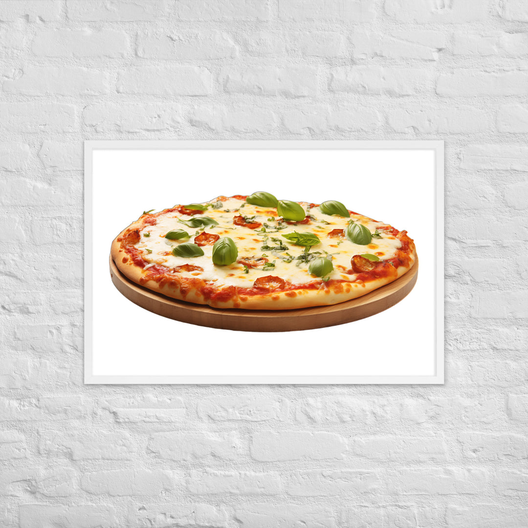 Cheese Dripping Margherita Pizza Framed poster 🤤 from Yumify.AI