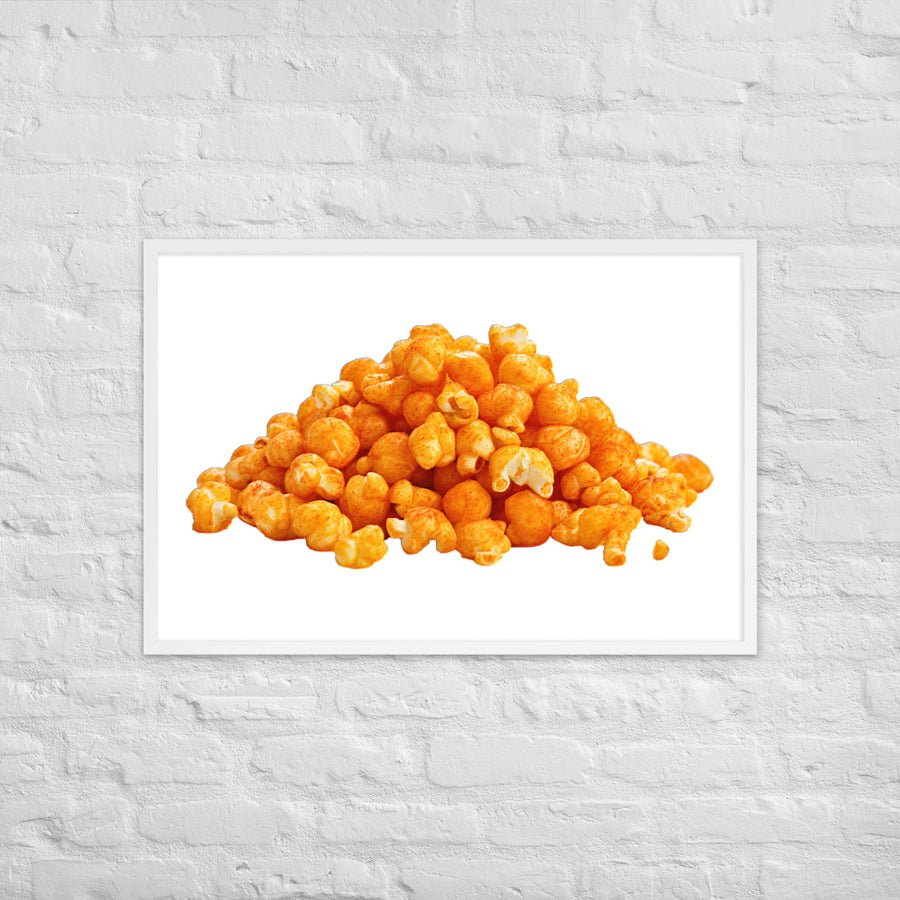 Spicy Cheese Popcorn Framed poster 🤤 from Yumify.AI