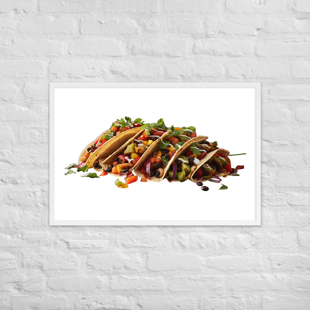 Vegetarian Tacos Extravaganza Framed poster 🤤 from Yumify.AI