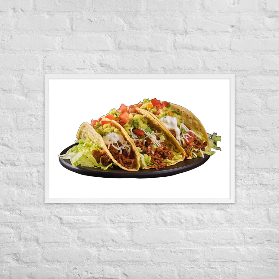 Crispy Beef Tacos Feast Framed poster 🤤 from Yumify.AI