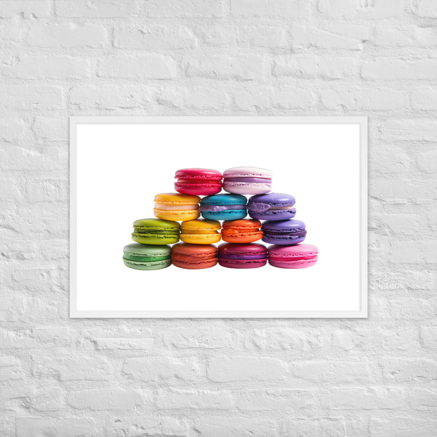 Rainbow Macarons Framed poster 🤤 from Yumify.AI